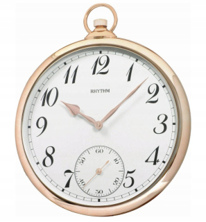 Elegantný nástenný hodinový RHYTHM CMG752NR13 v ružovozlatom prevedení